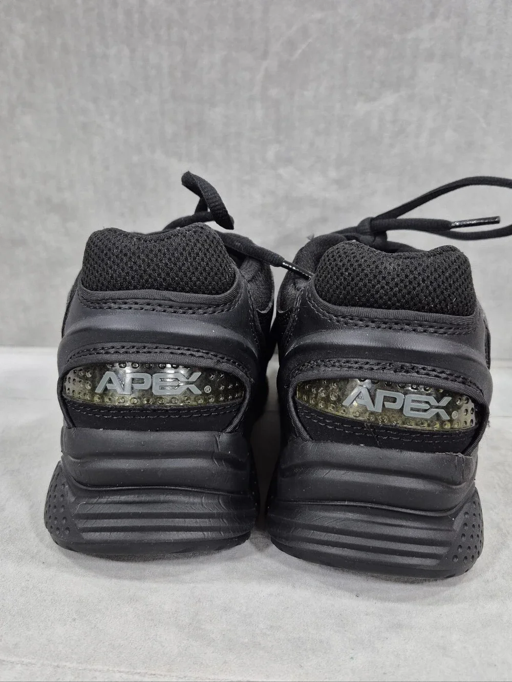 Apex X801 sneakers women's 6M black leather comfort orthopedic diabetic FLAWED